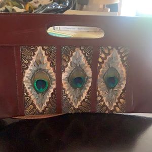Peacock Feathered Clutch Bag